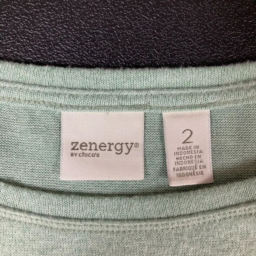 Zenergy Chico Green Long Sleeve Soft Crewneck Athlesiure Wrap Front Tunic Cozy - Picture 3 of 9